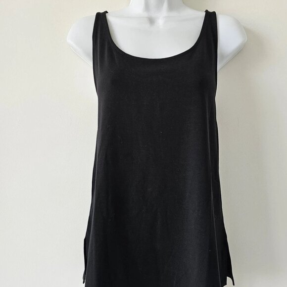 NWT EILEEN FISHER Black Stretch Jersey Scoop Neck Tank Top Small - Picture 1 of 7
